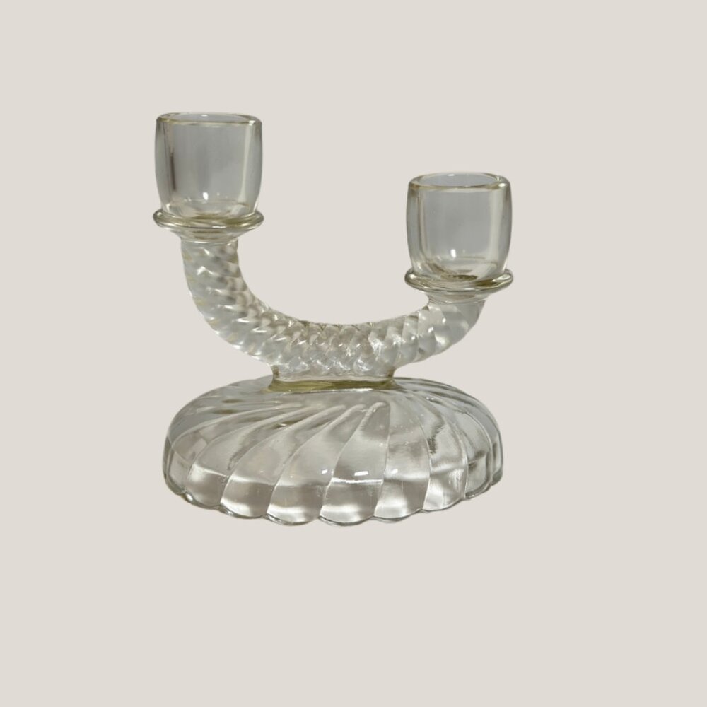 Vintage Imperial Glass Newbound Clear No. 153 Double Candle Holder, Collectible